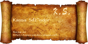Kassa Sándor névjegykártya